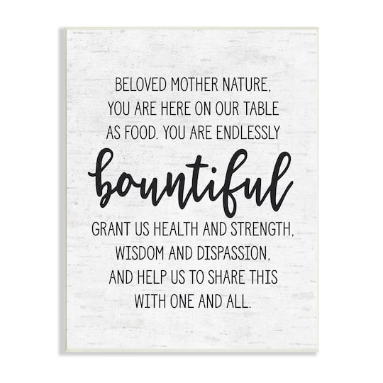 Stupell Industries Mother Nature Bountiful Food Subtle Birch Typography Wall Plaque Art